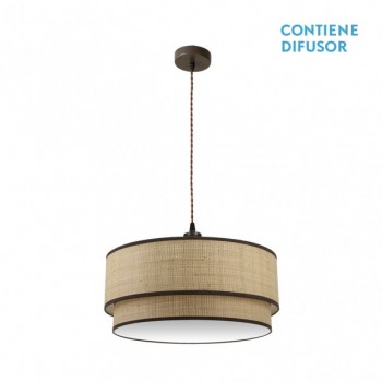 Distribuidor - Lâmpadas Diversas | Colgantes Rustica | COLGANTE ROQUE 3XE27 NATURAL/MARRON REGX60X60 CM Ref: 172896002